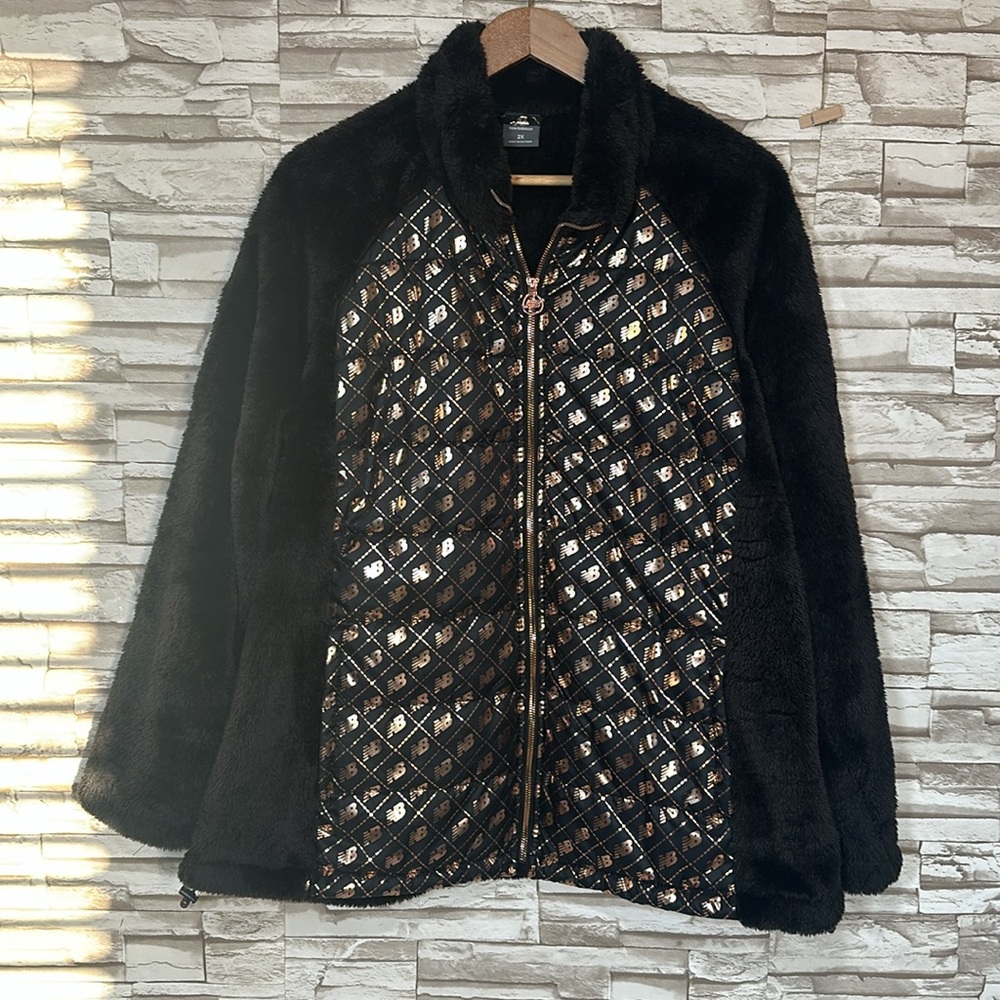 New Balance Black and Gold Quilted Jacket